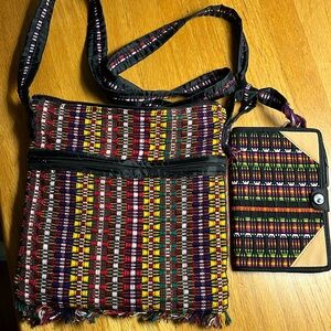 Kente Cloth Shoulder Bag and mini Pocket Notebook with pen.